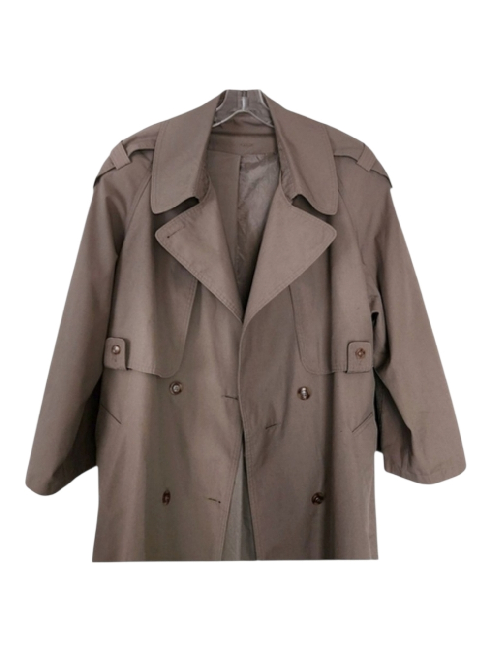 Vintage 1990s Light Brown Trench Coat – Women’s 16 Wool-Lined Classic Academia